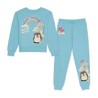 Little & Big Girls Crew Neck Long Sleeve Fleece Squishmallows Sweatshirt