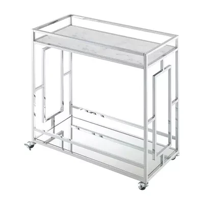 Town Square Faux Marble-Top Kitchen Cart