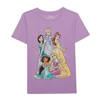 Disney Collection Little & Big Girls Crew Neck Short Sleeve Princess Graphic T-Shirt