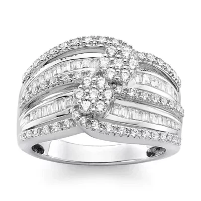 Diamond Blossom 1 CT.T.W. Natural 10K White Gold Ring