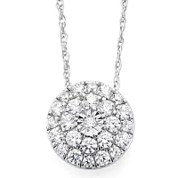 Diamond Blossom 1/ CT.T.W. Natural Diamond 10K White Gold Pendant Necklace