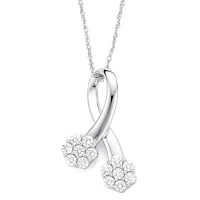 Diamond Blossom 1/ CT.T.W. Natural Diamond 10K White Gold Pendant Necklace