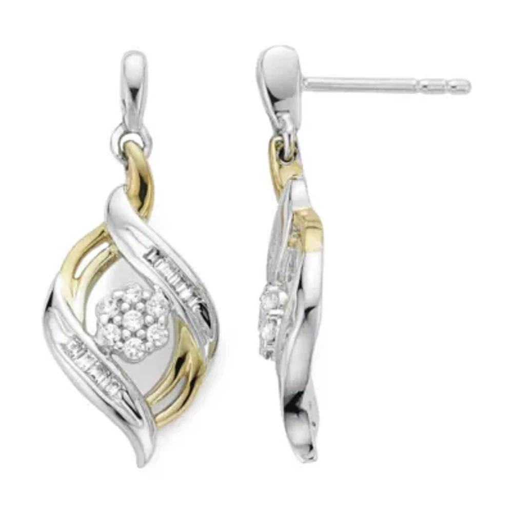 Diamond Blossom 1/4 CT.T.W. Natural Diamond Sterling SIlver with 14k Gold over SIlver Accent Earrings