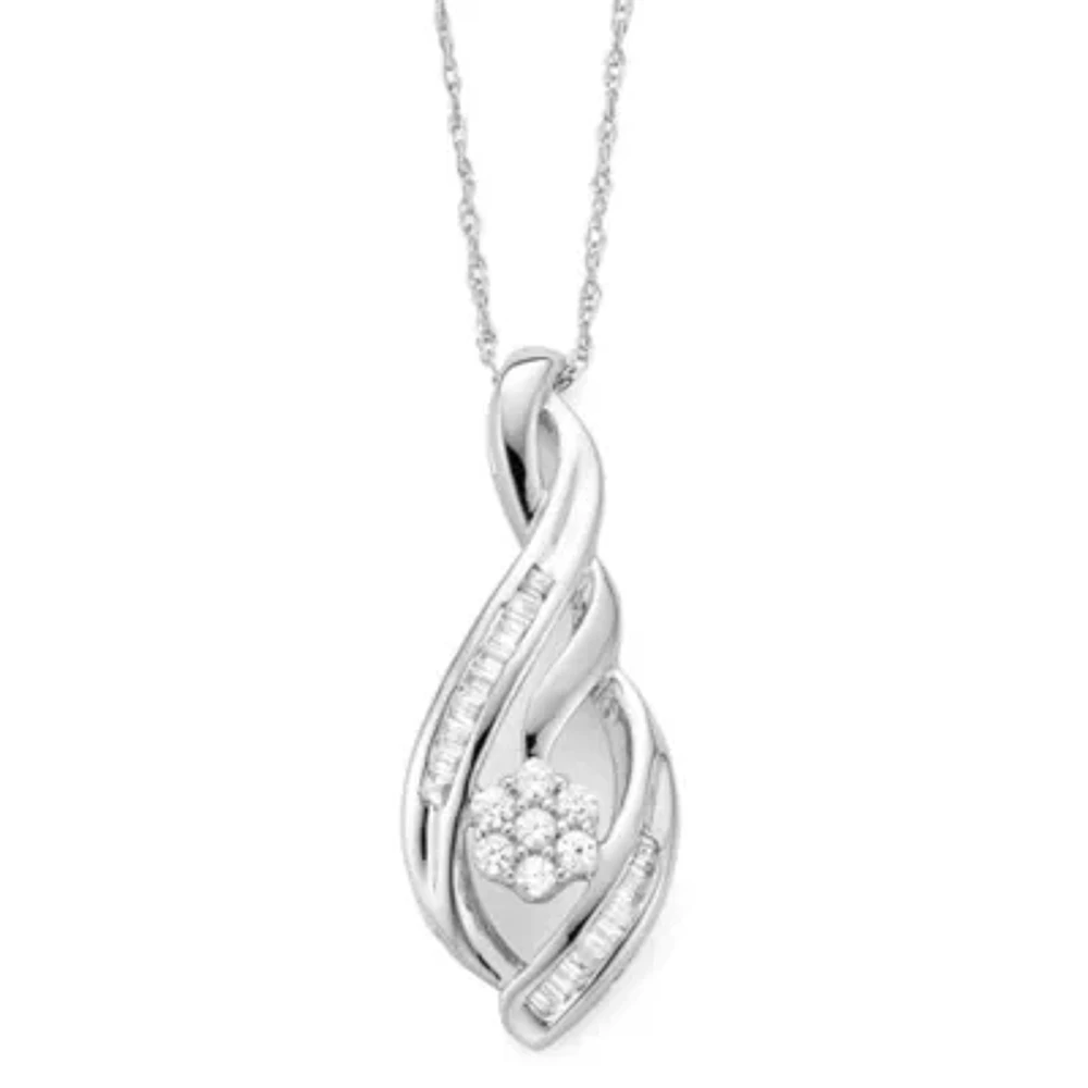 Diamond Blossom 1/4 CT.T.W. Natural Diamond Sterling SIlver Pendant Necklace