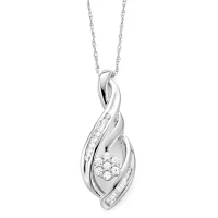 Diamond Blossom 1/4 CT.T.W. Natural Diamond Sterling SIlver Pendant Necklace