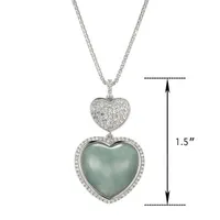 Womens Genuine Green Jade Sterling Silver Heart Pendant Necklace