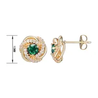 Lab Created Green Quartz 18K Gold Over Silver 15.5mm Knot Stud Earrings