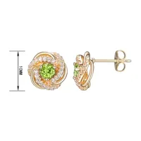 Genuine Green Peridot 18K Gold Over Silver 15.5mm Knot Stud Earrings