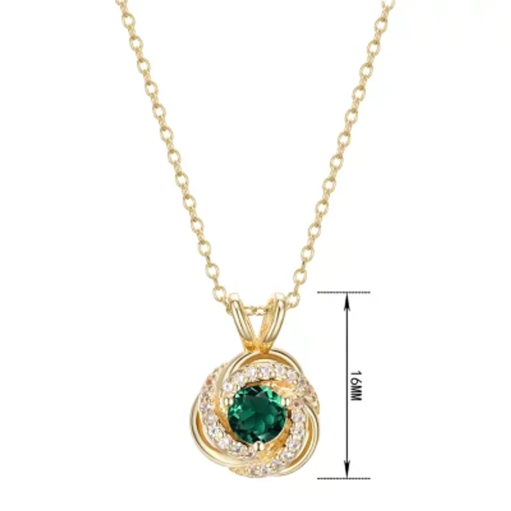 Womens Lab Created Green Quartz 18K Gold Over Silver Knot Pendant Necklace