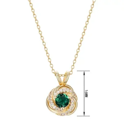 Womens Lab Created Green Quartz 18K Gold Over Silver Knot Pendant Necklace