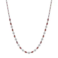 Womens Genuine Red Garnet Sterling Silver Tennis Necklaces