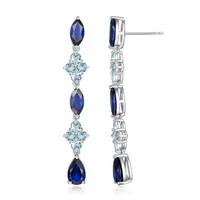 Lab Created Blue Sapphire Sterling Silver Drop Earrings