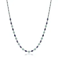 Womens Lab Created Blue Sapphire Sterling Silver Collar Necklace