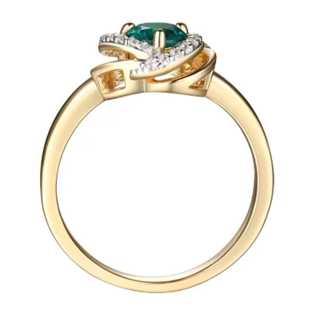 Womens Lab Created Green Quartz 18K Gold Over Silver Knot Cocktail Ring