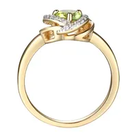 Womens Genuine Green Peridot 18K Gold Over Silver Knot Cocktail Ring