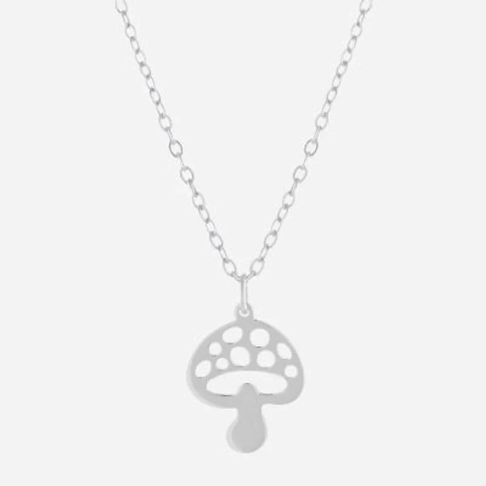 Silver Treasures Mushroom Sterling Silver 16 Inch Cable Pendant Necklace