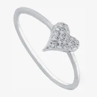 Silver Treasures Cubic Zirconia Sterling Heart Band