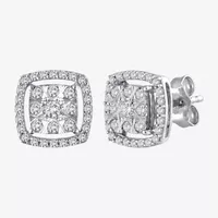 1/2 CT. T.W. Natural White Diamond 14K White Gold 9.5mm Cushion Stud Earrings