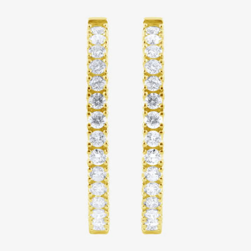 (H-I / I1) 1 CT. T.W. Lab Grown White Diamond 10K Gold 22mm Hoop Earrings