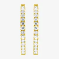 (H-I / I1) 1 CT. T.W. Lab Grown White Diamond 10K Gold 22mm Hoop Earrings