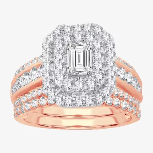 Lab Created Jcpenney Rose Gold Ring Emerald Cut Jcpenney Modern