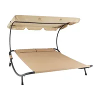 Chaise Rocking Lounge Chair with Canopy and Pillows