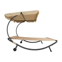 Chaise Rocking Lounge Chair with Canopy and Pillows