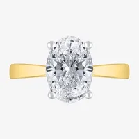 (I-J / SI2) Womens 3 CT Lab Grown White Diamond 14K Gold Oval Solitaire Engagement Ring