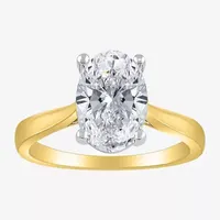 (I-J / SI2) Womens 3 CT Lab Grown White Diamond 14K Gold Oval Solitaire Engagement Ring