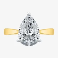 (I-J / SI2) Womens 3 CT Lab Grown White Diamond 14K Gold Pear Solitaire Engagement Ring