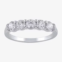 (H-I / I1) 1 CT. T.W. Lab Grown White Diamond 10K Gold 5-Stone Wedding Band