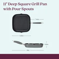 Anolon Advanced Home Hard Anodized 11" Square Grill Pan with Pour Spouts