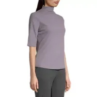 Worthington Womens Short Sleeve Mock Neck Top