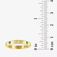 (G-H / SI2-I1) Lab Created Gemstone and 1/10 CT. T.W. Grown Diamond Wedding Band 10K Gold