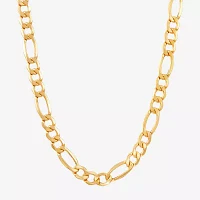 Mens 10K Yellow Gold 22" 7.5mm Hollow Figaro Chain Necklace