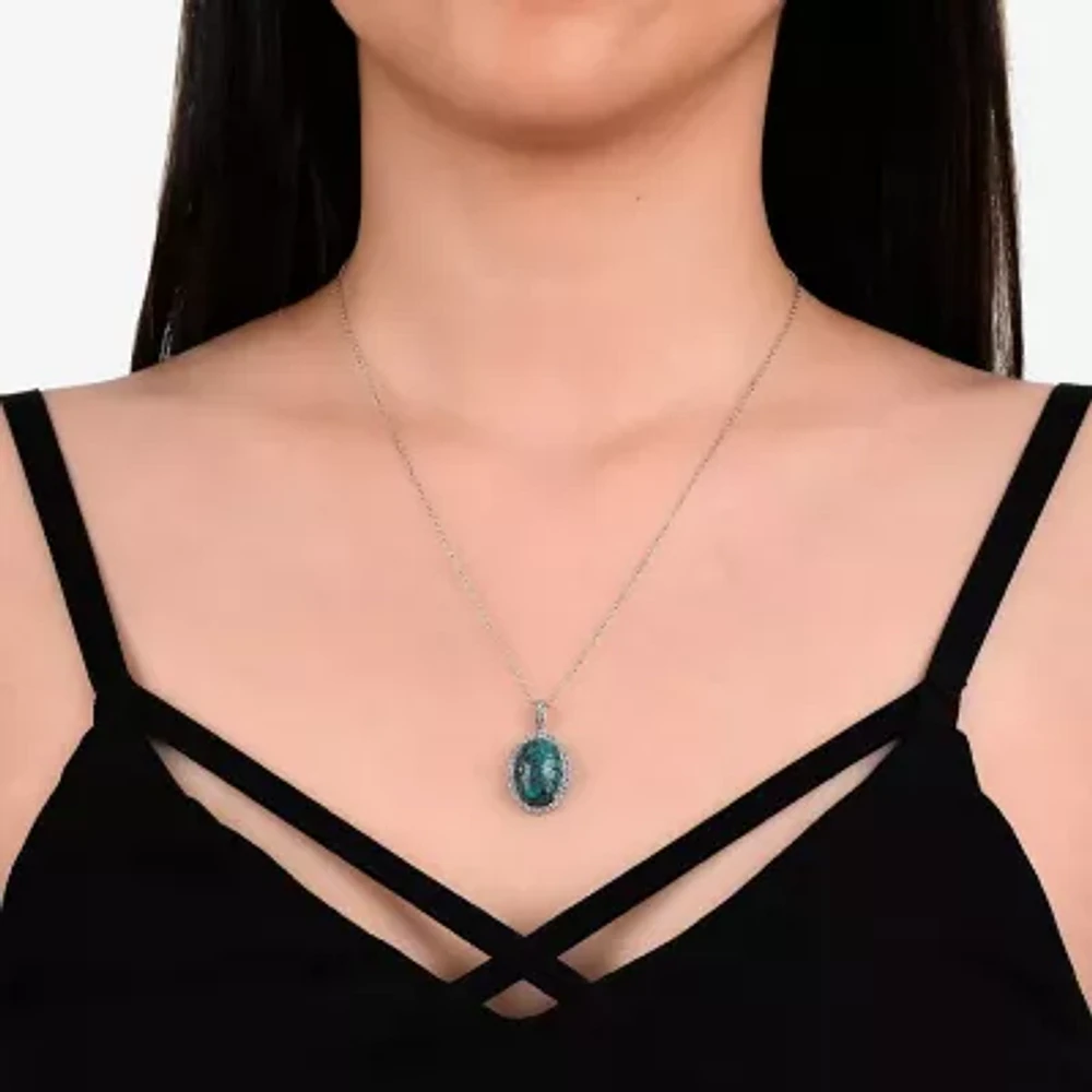 Enhanced Green Turquoise Sterling Silver 2-pc. Jewelry Set