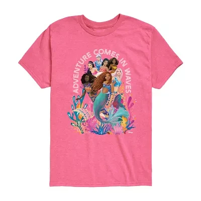 Disney Collection Little & Big Girls Crew Neck Short Sleeve Ariel The Mermaid Graphic T-Shirt