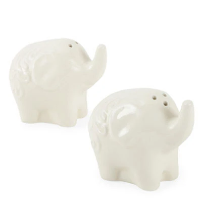 Distant Lands Figural Elephant Salt + Pepper Shakers