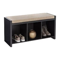 Honey Can Do Black/Natural 3-Cubby Storage Bench