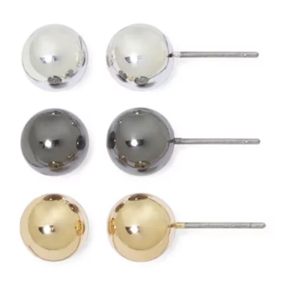 Mixit Hypoallergenic 3 Pair Ball Earring Set