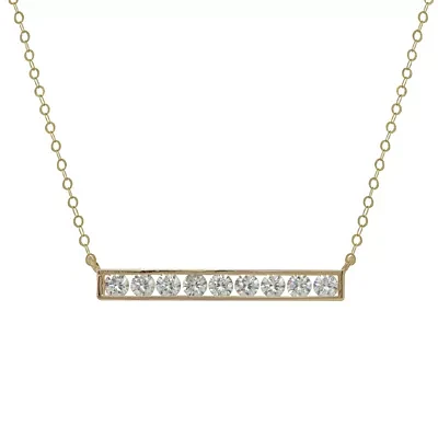 Petite Lux ™ 10K Cubic Zirconia Bar Necklace With Gold Filled Chain