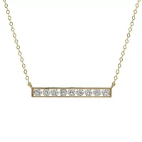 Petite Lux ™ 10K Cubic Zirconia Bar Necklace With Gold Filled Chain