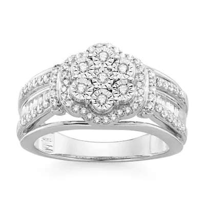 Diamond Blossom 1/2 CT.T.W. Natural Sterling SIlver Ring