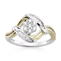 Diamond Blossom 1/4 CT.T.W. Natural Sterling SIlver with 14k Gold over Accent Ring