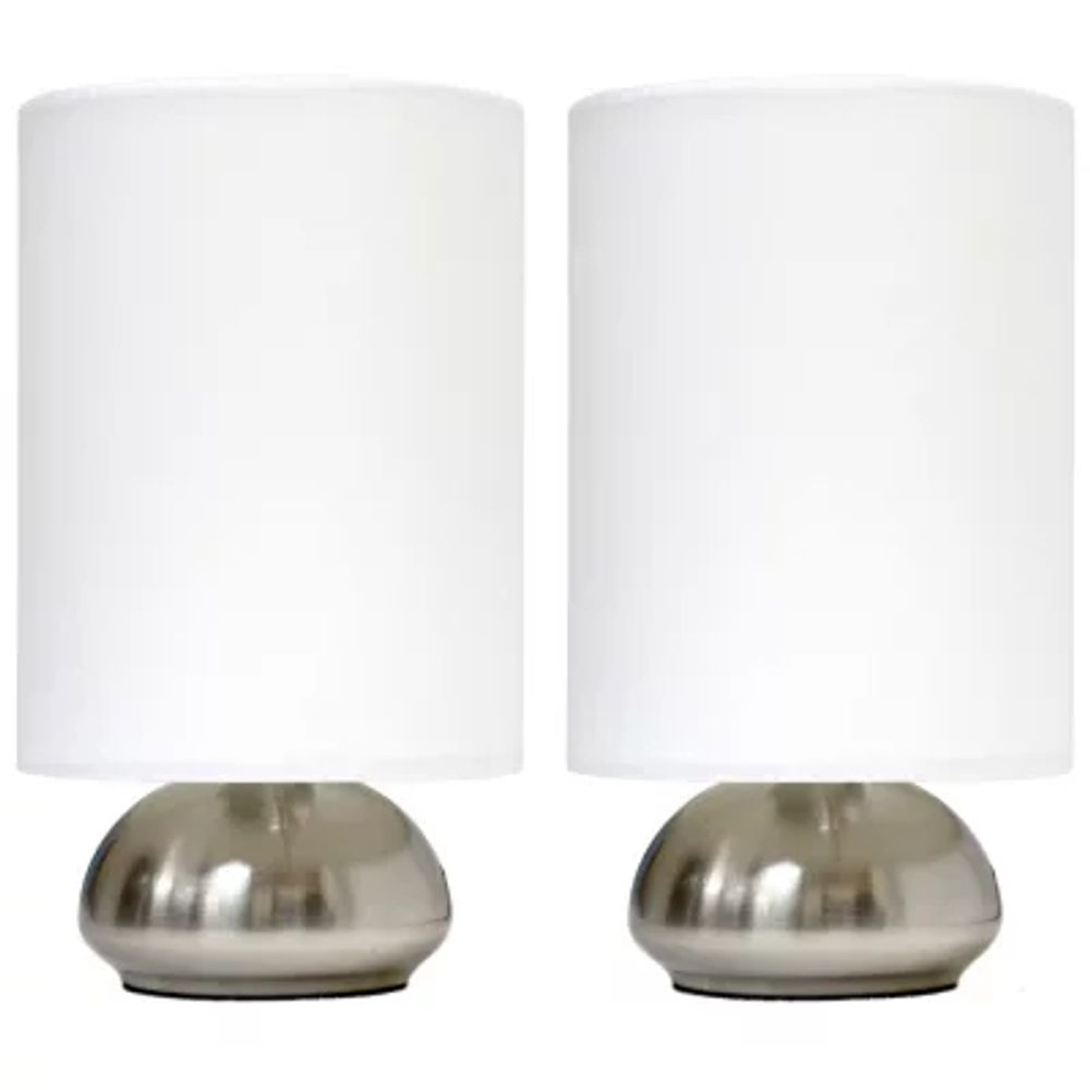 Simple Designs Gemini Colors 2 Pack Mini Touch Table Lamp Set with Fabric Shades