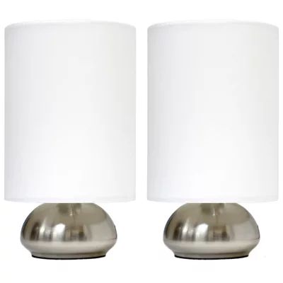 Simple Designs Gemini Colors 2 Pack Mini Touch Table Lamp Set with Fabric Shades