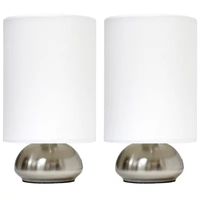 Simple Designs Gemini Colors 2 Pack Mini Touch Table Lamp Set with Fabric Shades