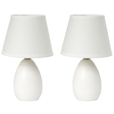 Simple Designs Mini Egg Oval Ceramic Table Lamp 2Pk Set