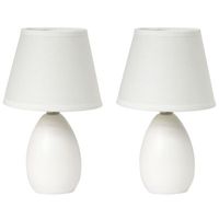 Simple Designs Mini Egg Oval Ceramic Table Lamp 2Pk Set