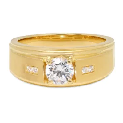 Mens 14K Gold Over Silver Cubic Zirconia Ring